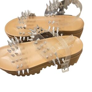 Women's Spiked Sandals - Tan and Silver